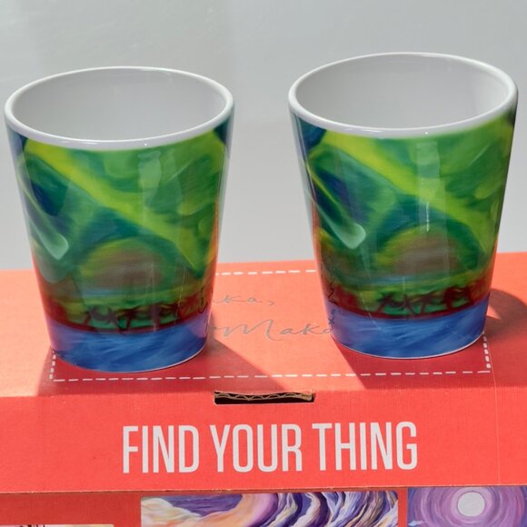 Rachael Ray Redbubble Ceramic Mug Set 2 Pcs Mauka Makai Design Hawaii Art By Ui - Picture 3 of 14